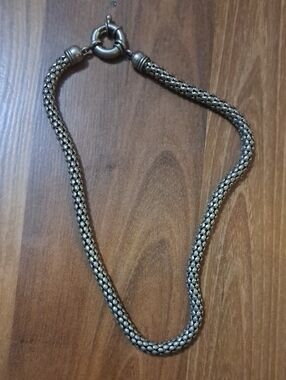 Woven Chain Necklace in Antique Silver Tone